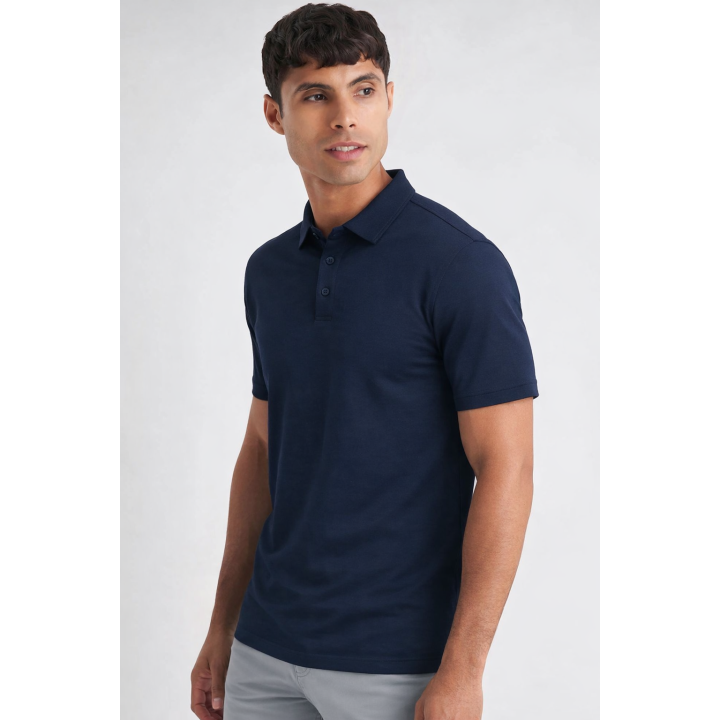 Export Quality Dark Navy Pique Polo Shirt