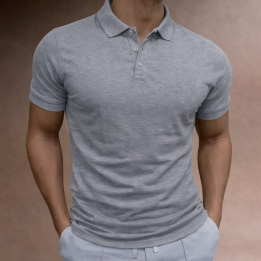 Gray Pique Polo Shirt | Classic Breathable Knit