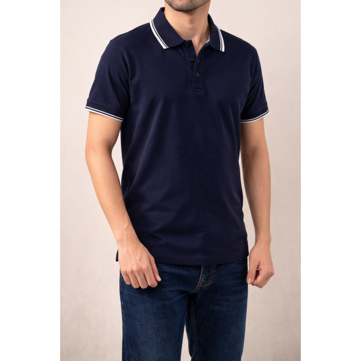 Soft Lycra Collar Navy Polo Shirt | Stylish & Comfortable